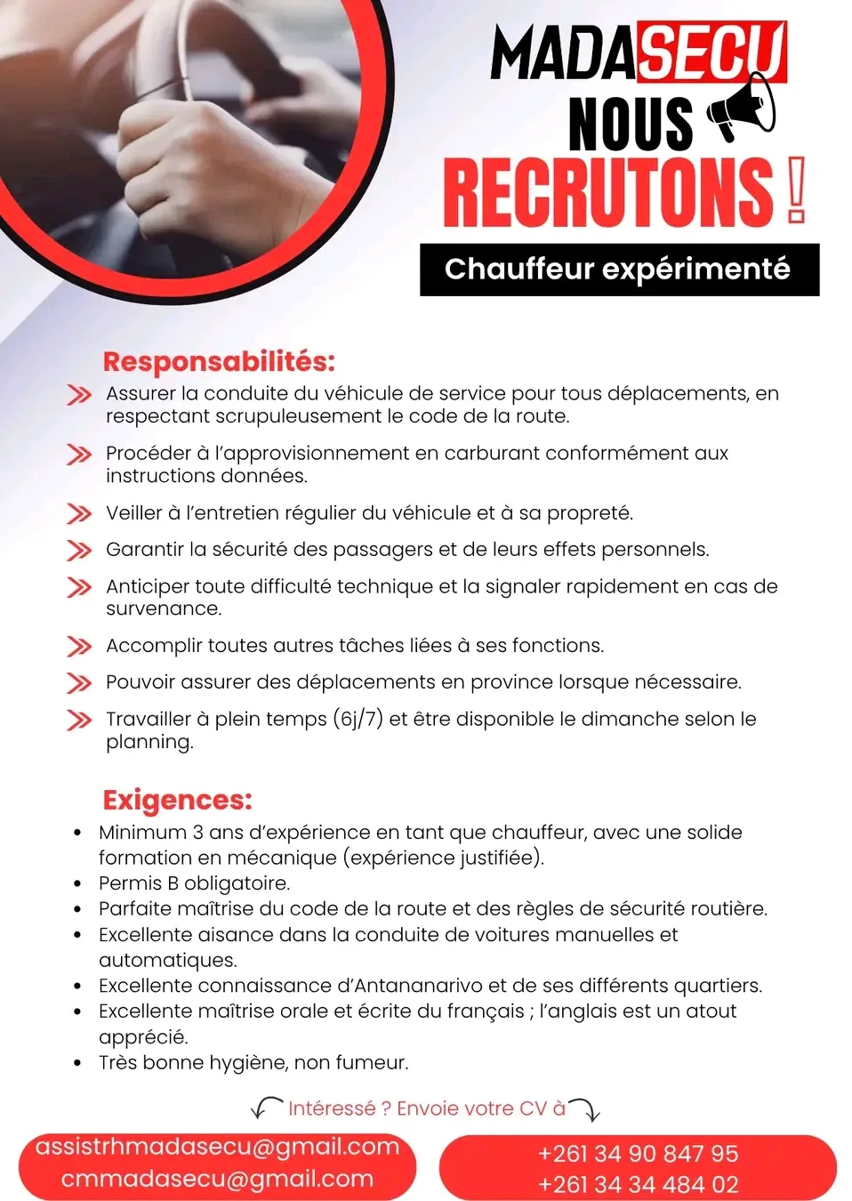 🚨 MADASECU RECRUTE _ (Chauffeur) — photo 1