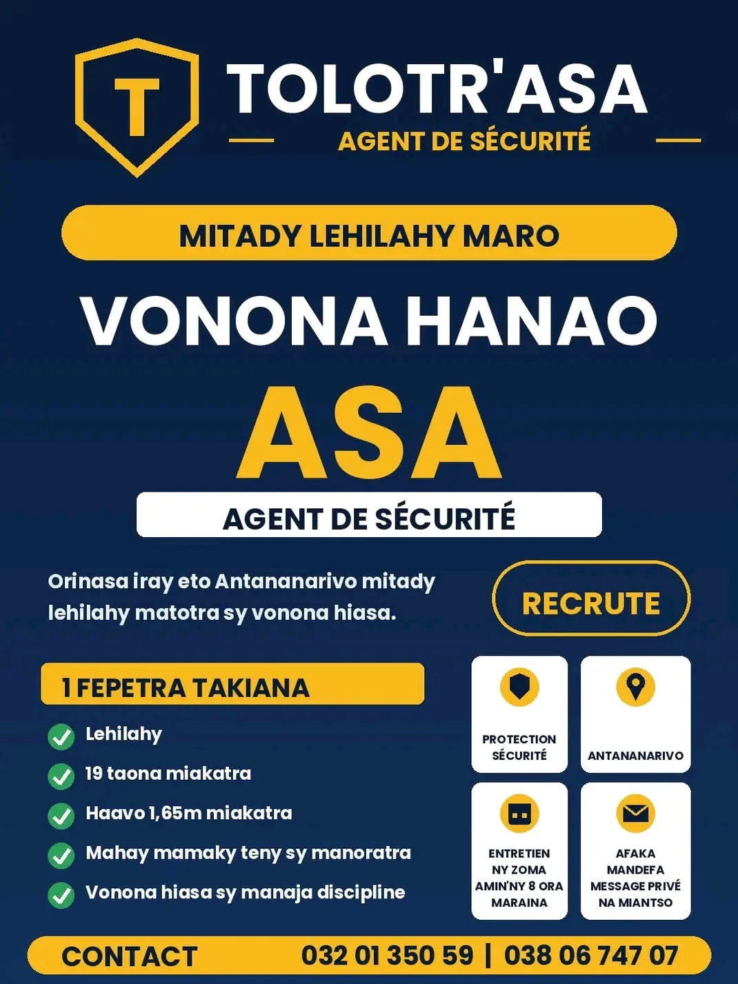 🚨RECRUTEMENT D’AGENT DE SECURITÉ À ANTANANARIVO 🚨