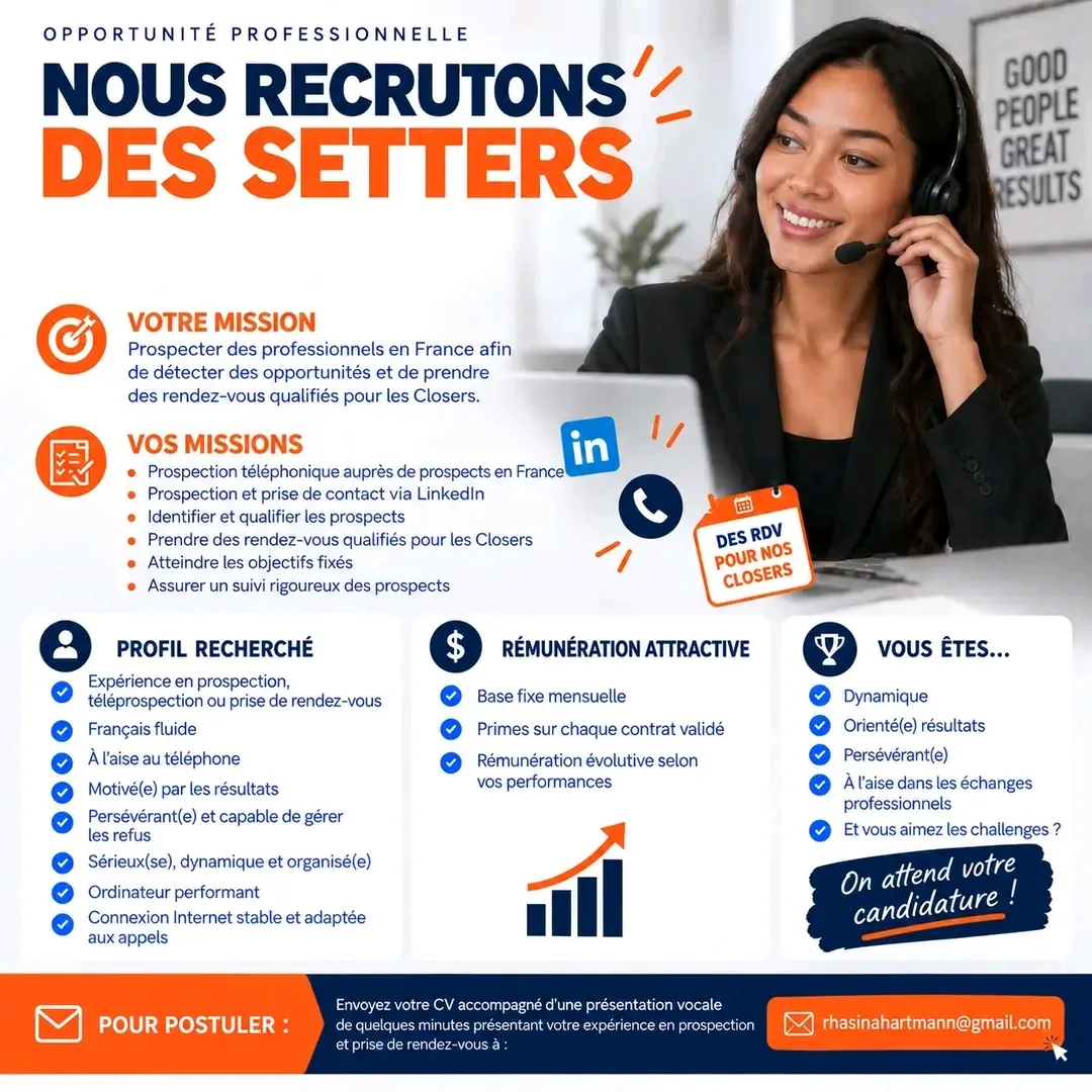 Offre d'emploi _ Setters commercial — photo 1
