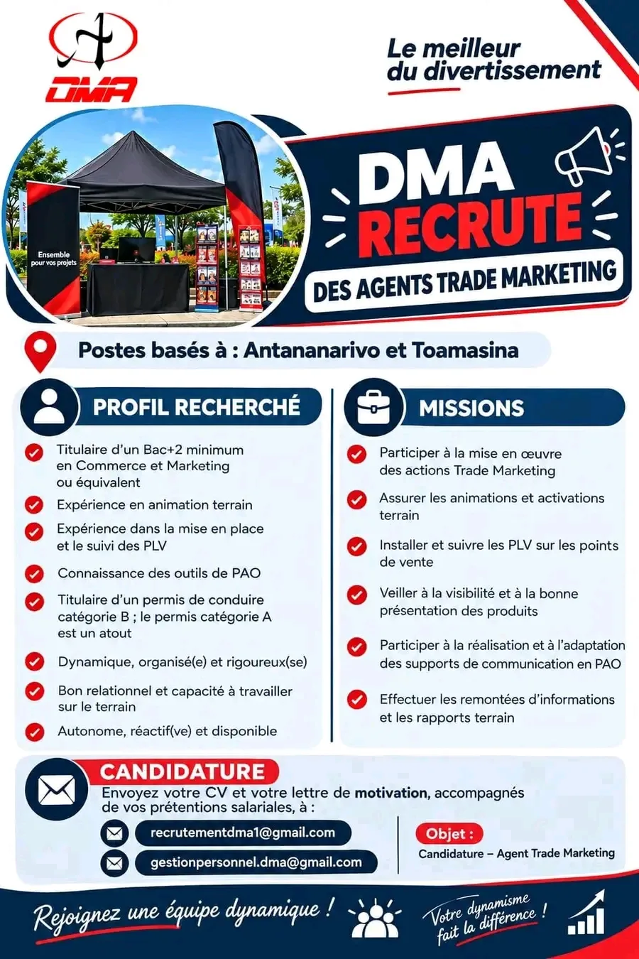 Offre d'emploi à Antananarivo et Toamasina — photo 1