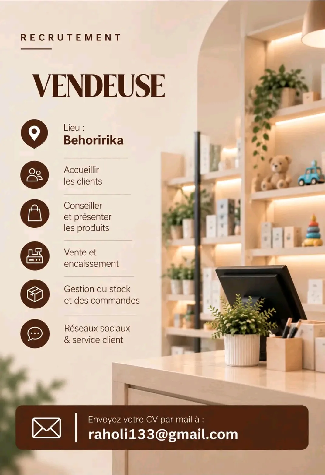 ✨ RECRUTEMENT – VENDEUSE ( Behoririka )✨ — photo 1
