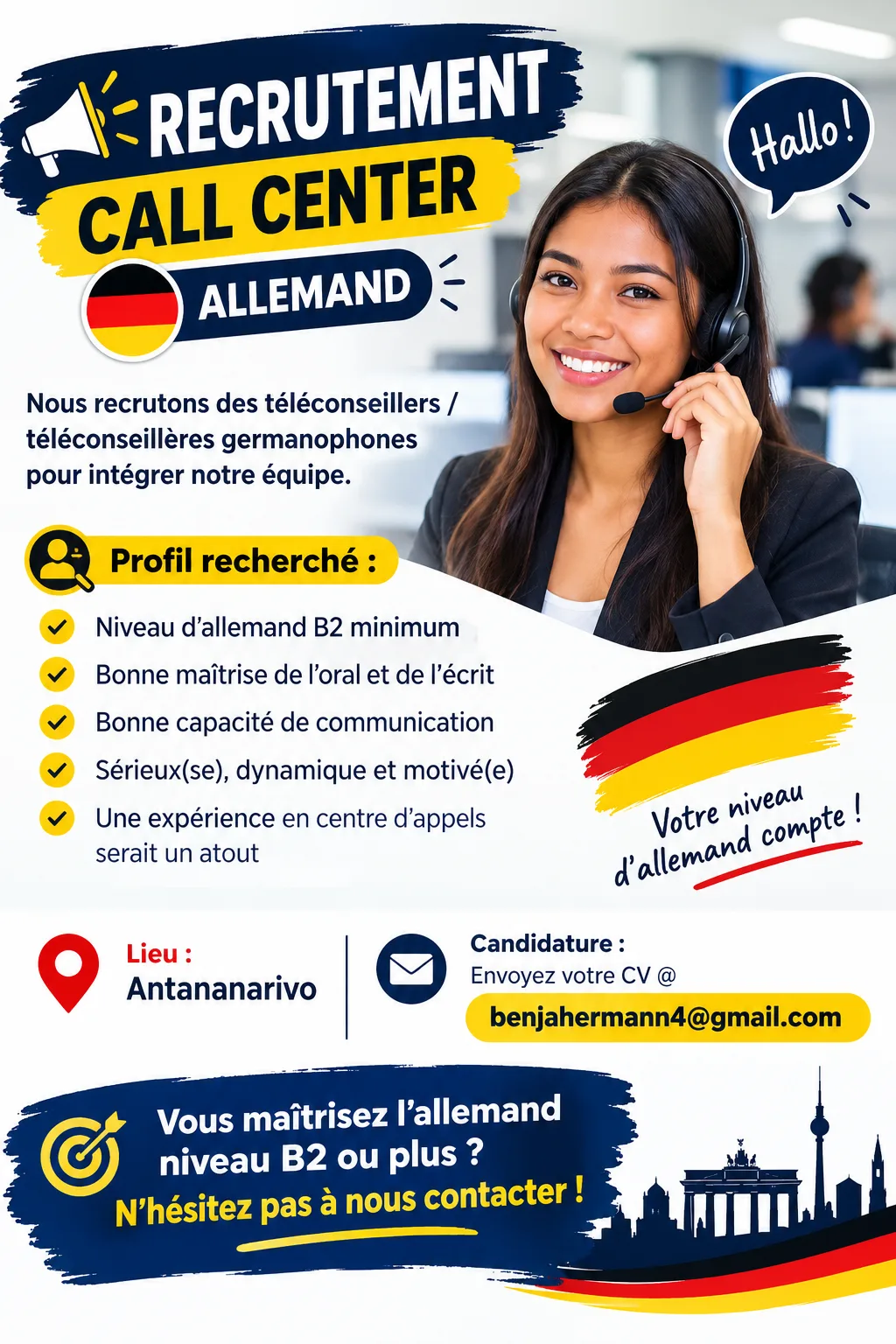 📢 RECRUTEMENT – CALL CENTER 🇩🇪 — photo 1