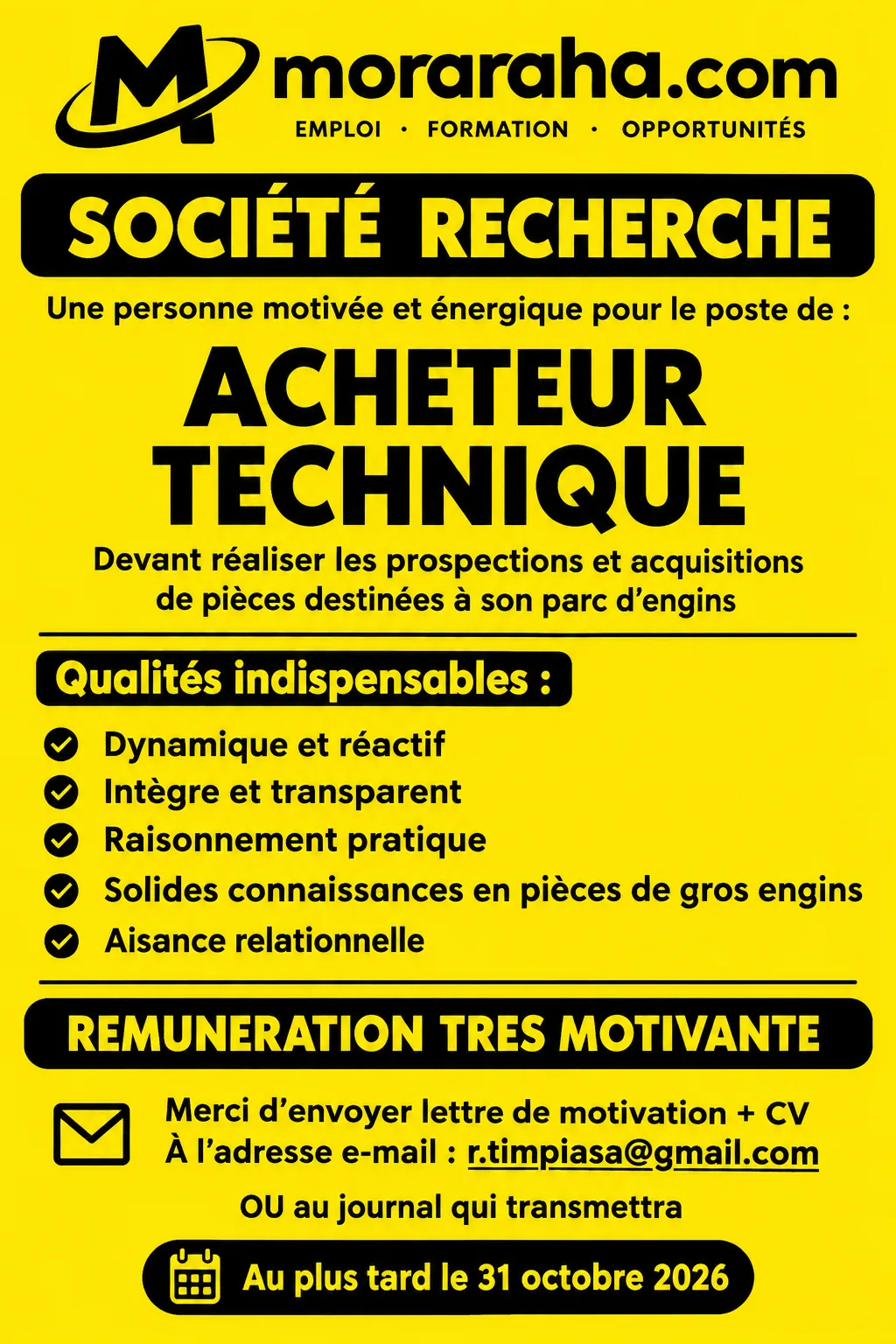 Offre D'emploi ACHTEUR TECHNIQUE — photo 1